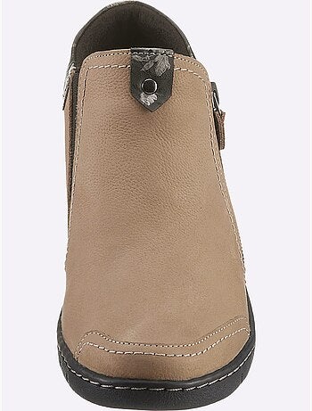Bottines à glissières latérales en cuir velours et synthétique - Taille standard - Witt
