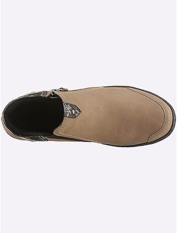 Bottines à glissières latérales en cuir velours et synthétique - Taille standard - Witt