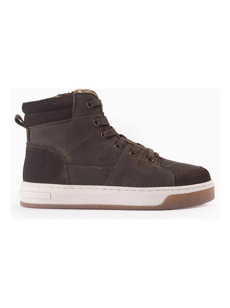 Bottines en cuir, avec lacets et fermeture éclair ART ATTACK Marron foncé - Kiabi