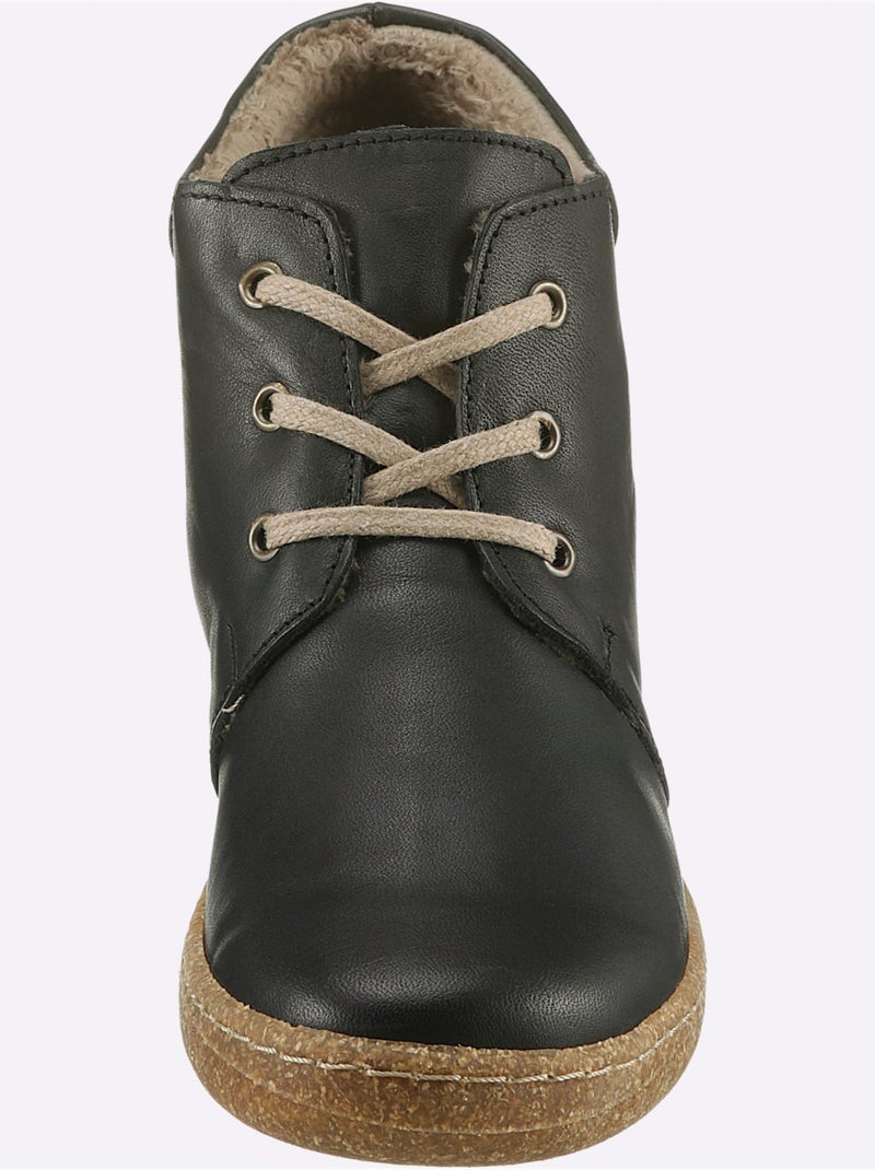 Bottines en cuir avec lacets et semelle souple - taille standard - witt Noir - Kiabi