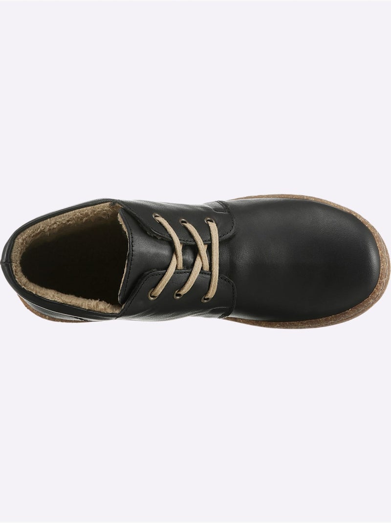 Bottines en cuir avec lacets et semelle souple - taille standard - witt Noir - Kiabi