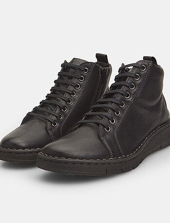 Bottines en cuir avec lacets et zip BATA