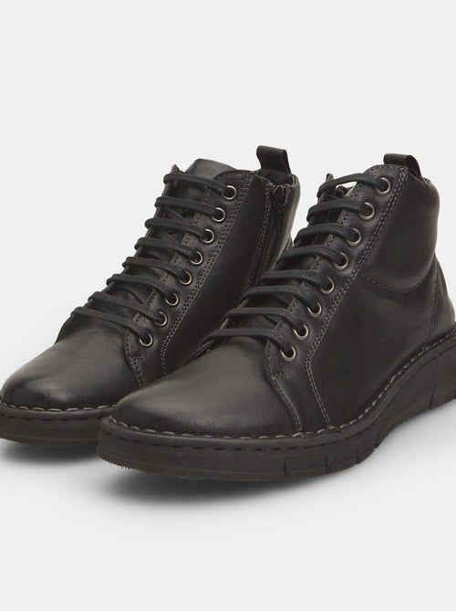 Bottines en cuir avec lacets et zip bata - Kiabi