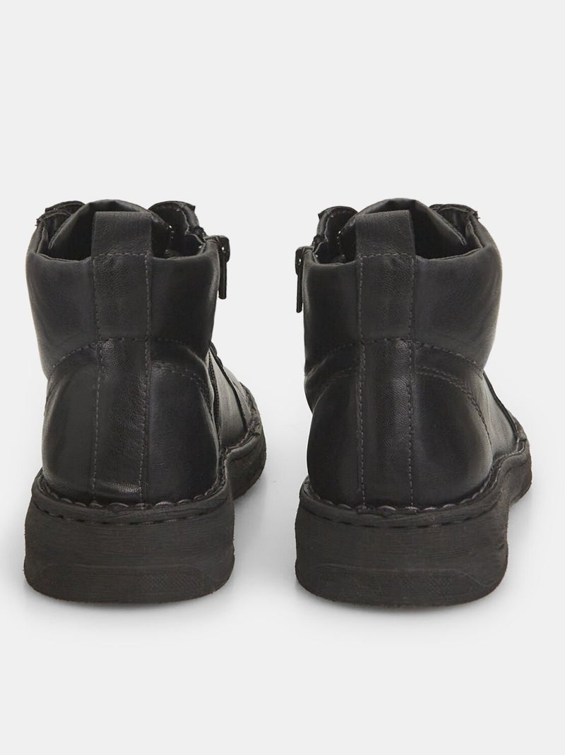 Bottines en cuir avec lacets et zip bata Noir - Kiabi