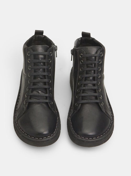 Bottines en cuir avec lacets et zip bata - Kiabi