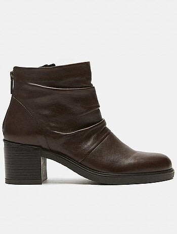 bottines en cuir avec large talon BATA