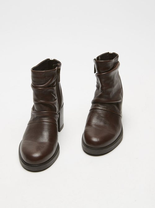 bottines en cuir avec large talon BATA - Kiabi