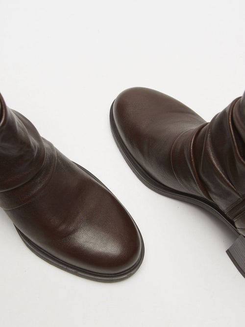 bottines en cuir avec large talon BATA - Kiabi