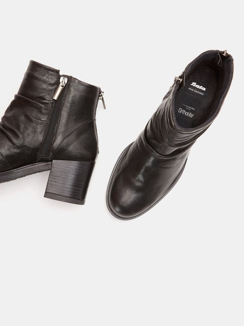 bottines en cuir avec large talon BATA - Kiabi