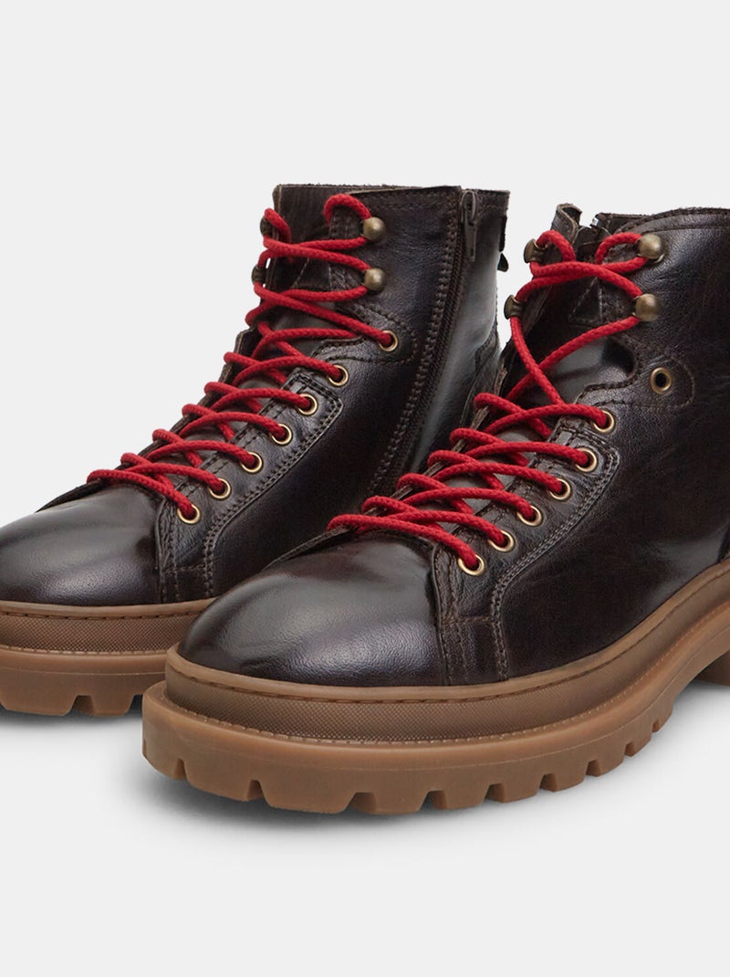 Bottines en cuir avec semelle crantée BATA Marron - Kiabi