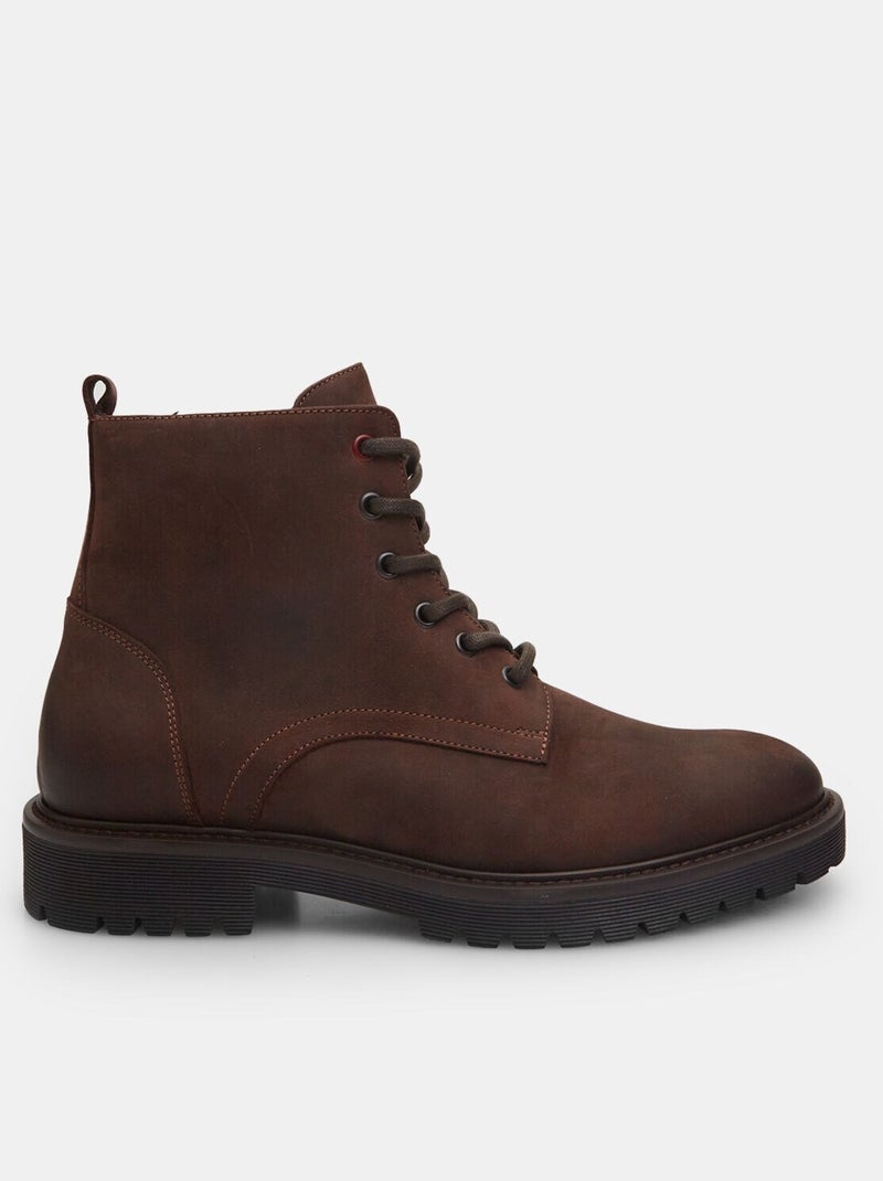 Bottines en cuir avec semelle crantée BATA Marron - Kiabi