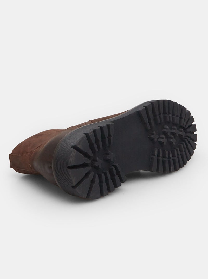 Bottines en cuir avec semelle crantée BATA Marron - Kiabi