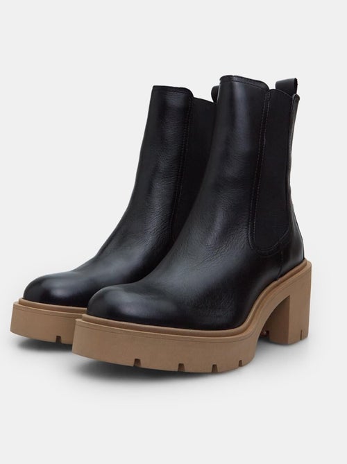Bottines en cuir avec talon moyen BATA - Kiabi