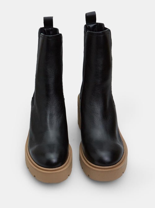 Bottines en cuir avec talon moyen BATA - Kiabi