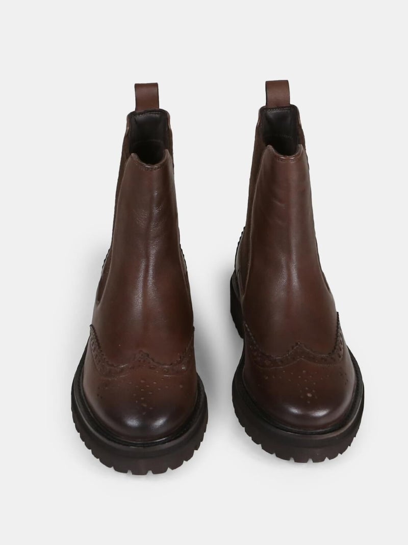 Bottines en cuir BATA Marron - Kiabi