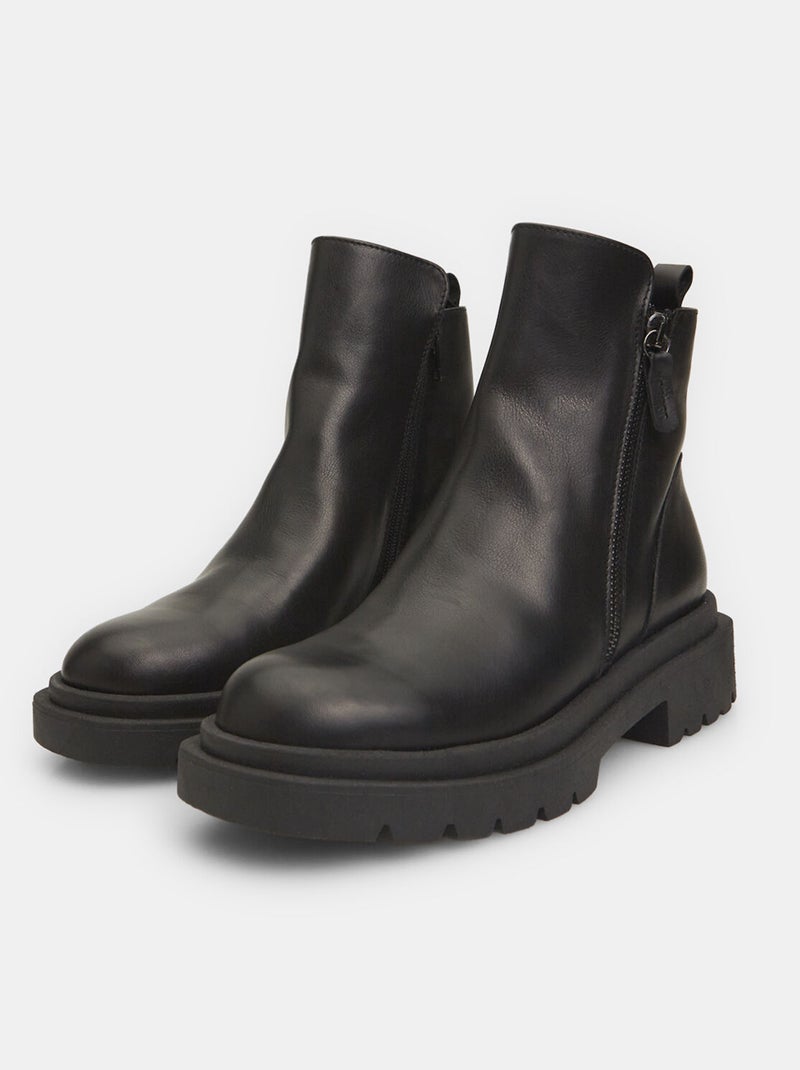 Bottines en cuir BATA Noir - Kiabi