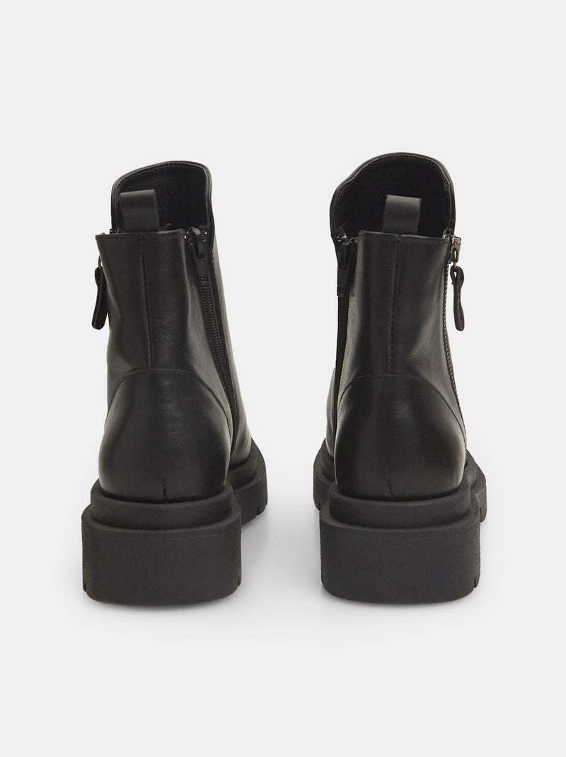 Bottines en cuir BATA Noir - Kiabi