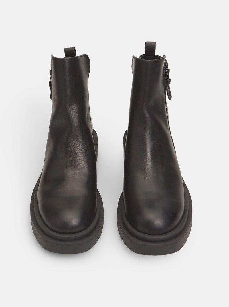 Bottines en cuir BATA Noir - Kiabi