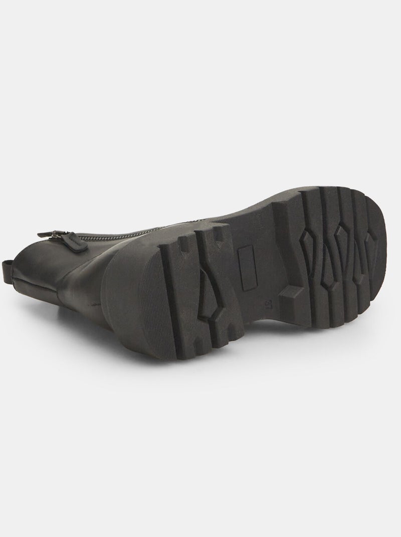 Bottines en cuir BATA Noir - Kiabi