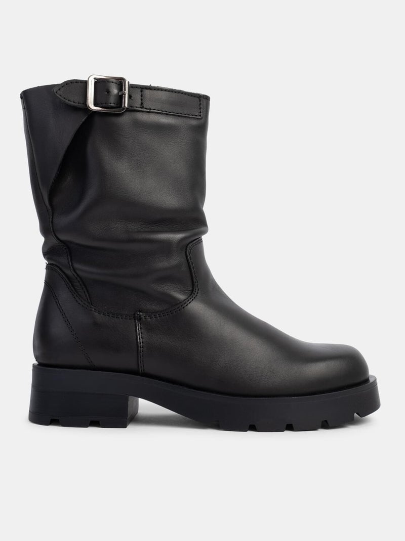 Bottines en cuir BATA Noir - Kiabi
