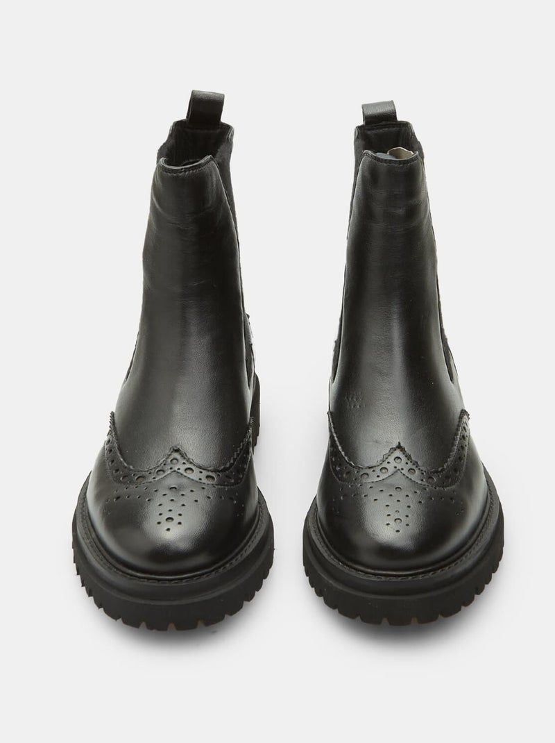 Bottines en cuir BATA Noir - Kiabi