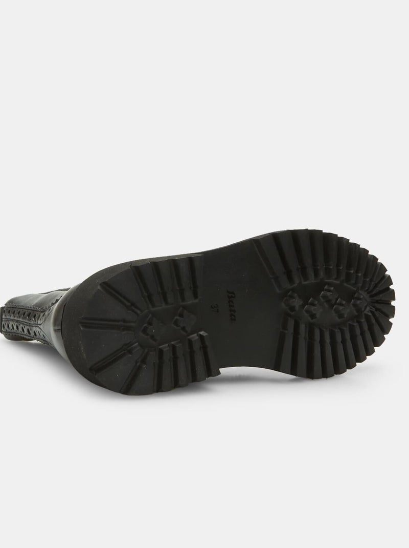 Bottines en cuir BATA Noir - Kiabi
