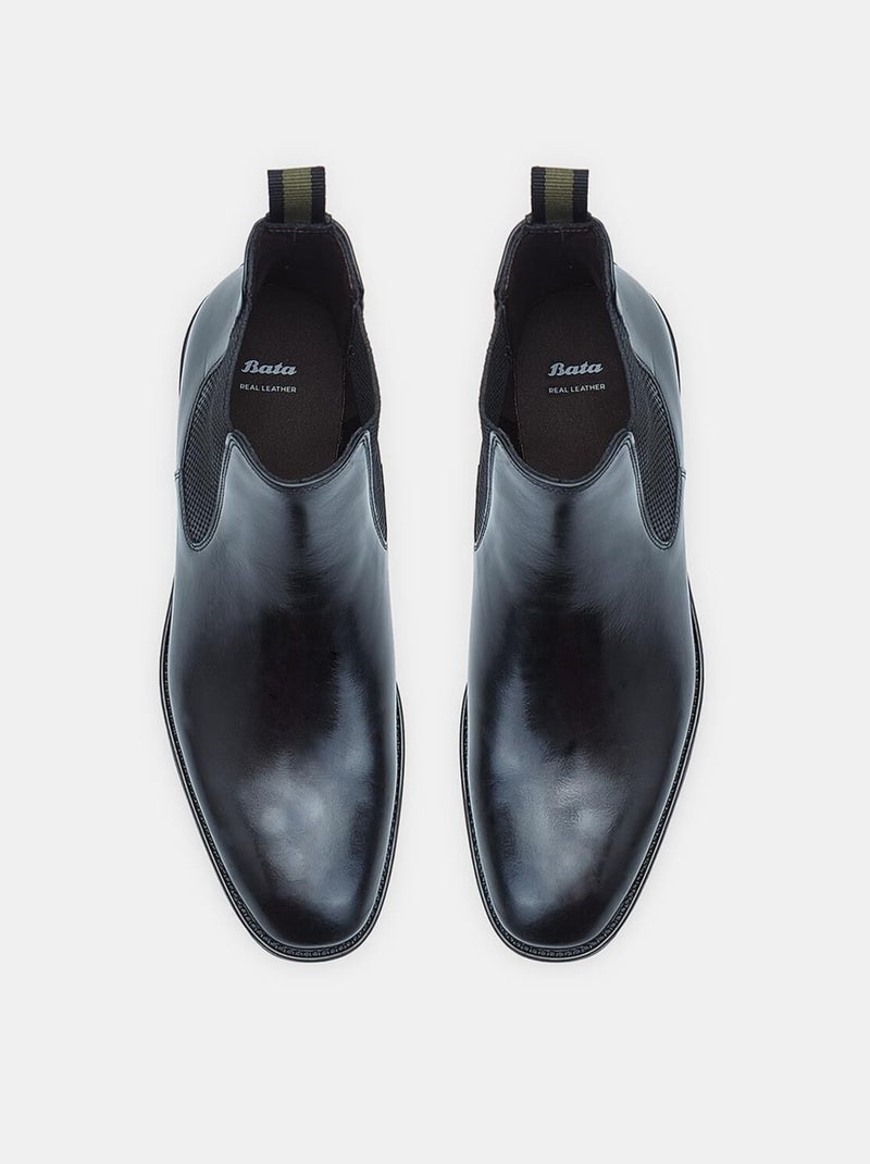 Bottines en cuir BATA Noir - Kiabi
