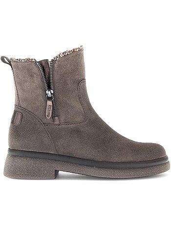 Bottines en cuir et textile combinés