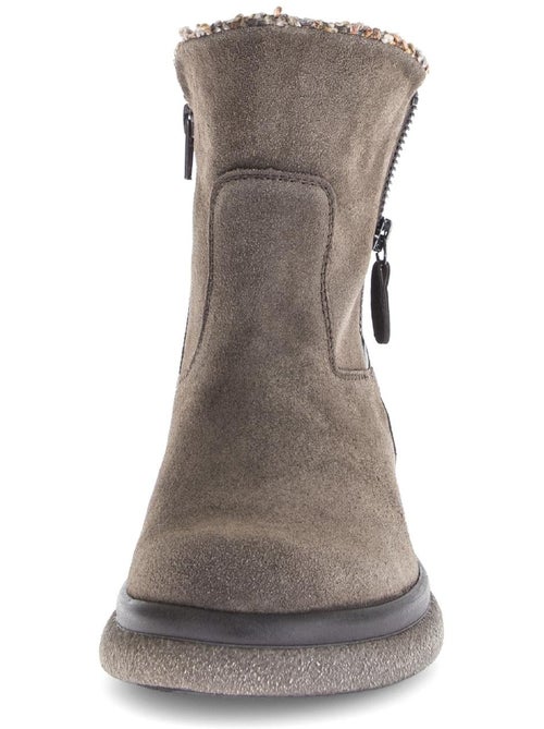 Bottines en cuir et textile combinés - Kiabi Bottines en cuir et textile combinés - Kiabi