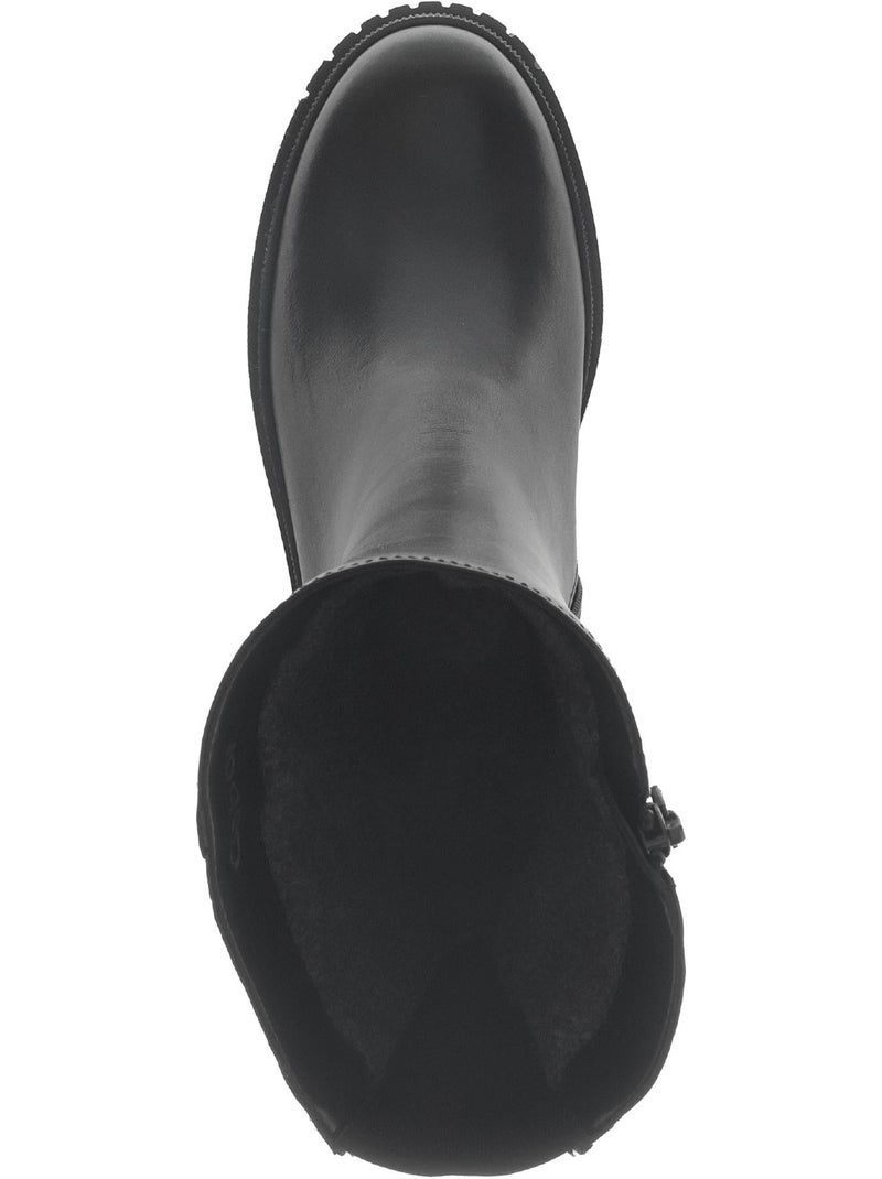 Bottines  en cuir et textile combinés Noir Noir - Kiabi