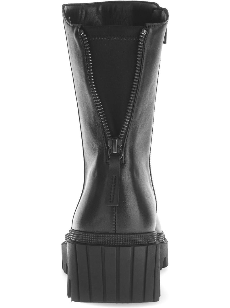 Bottines  en cuir et textile combinés Noir Noir - Kiabi
