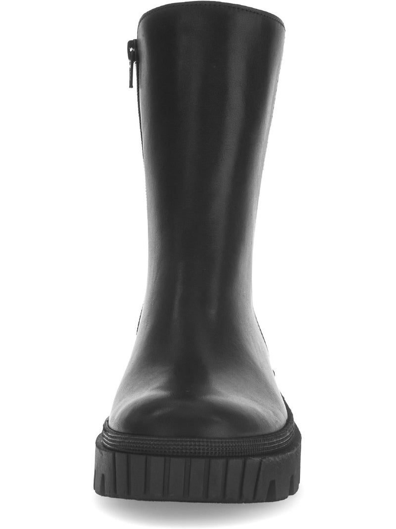 Bottines  en cuir et textile combinés Noir Noir - Kiabi