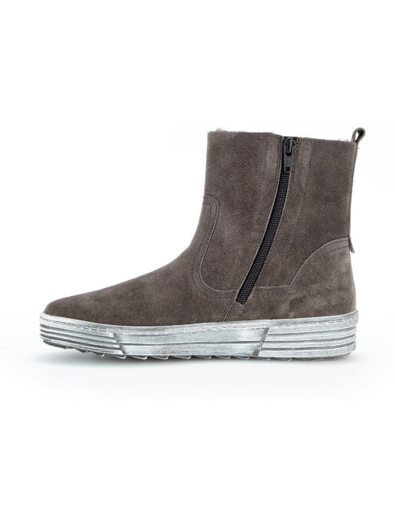 Bottines  en cuir Gris Gris - Kiabi