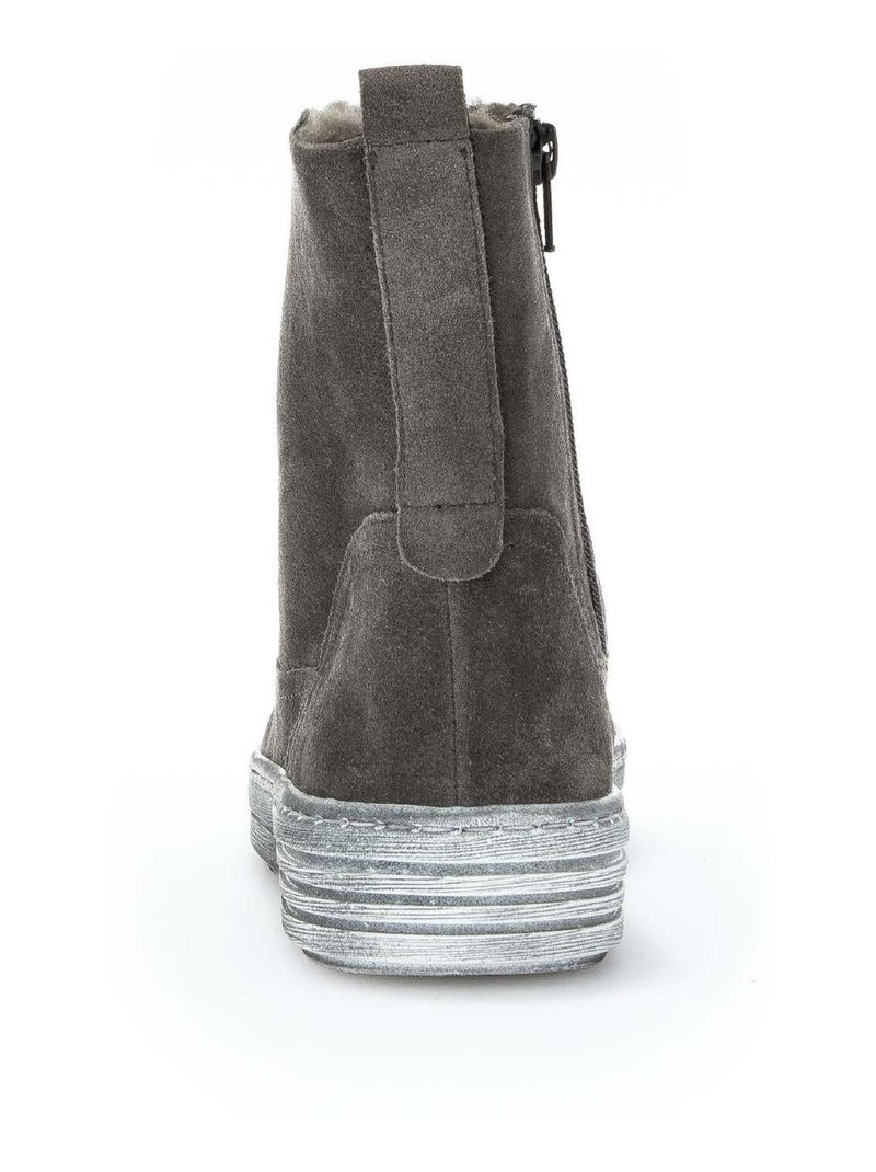 Bottines  en cuir Gris Gris - Kiabi