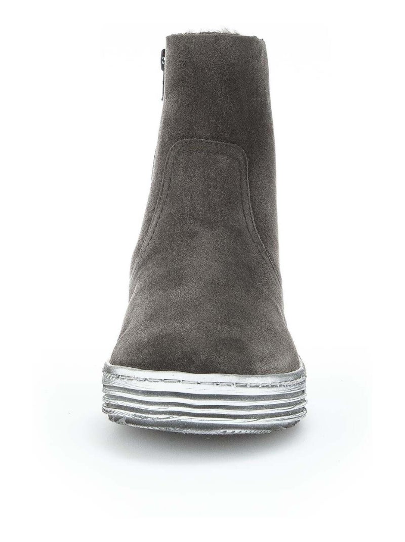 Bottines  en cuir Gris Gris - Kiabi