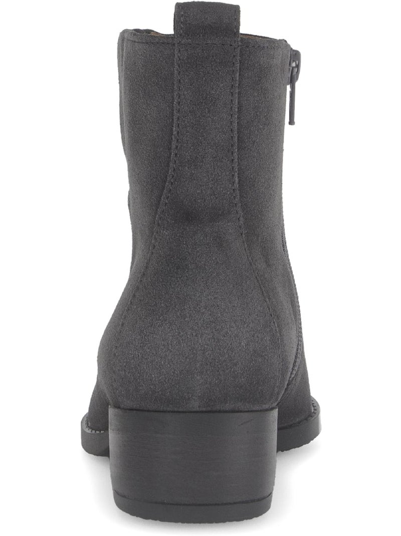 Bottines  en cuir Gris Gris - Kiabi