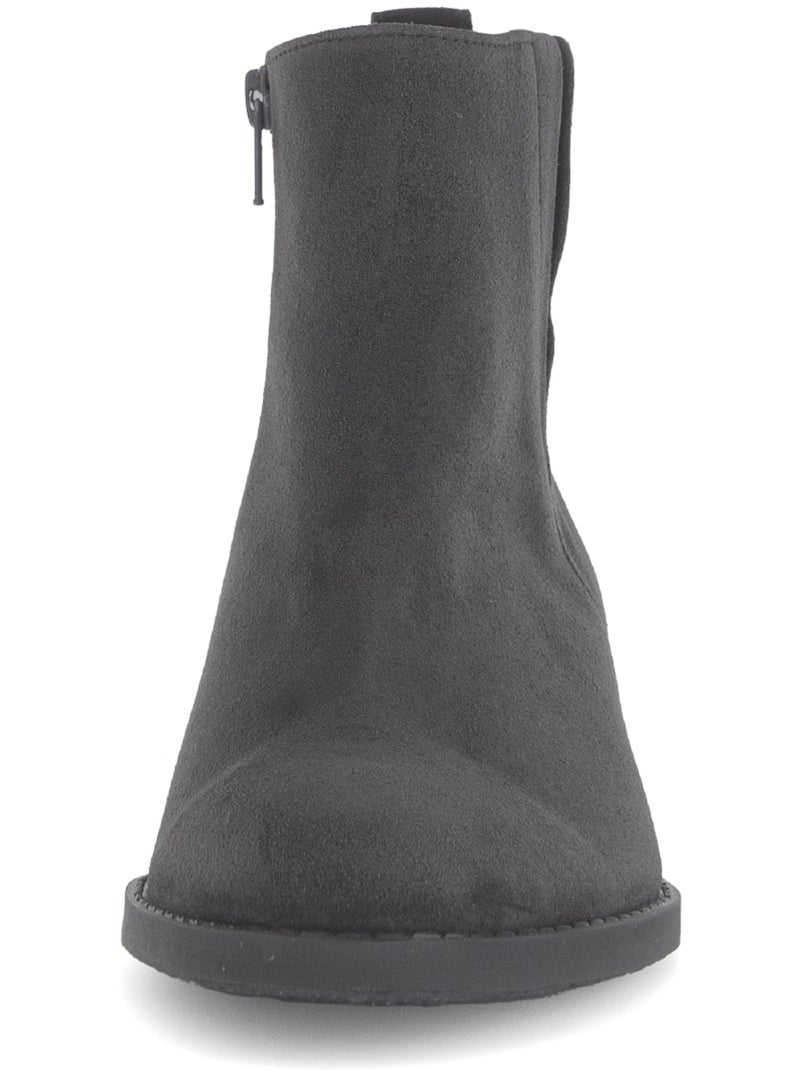 Bottines  en cuir Gris Gris - Kiabi