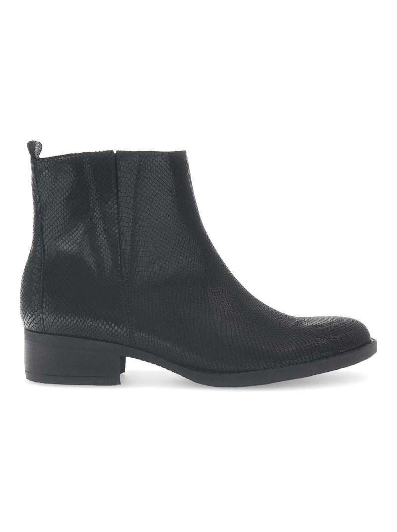 Bottines  en cuir imprimé reptile Noir - Kiabi