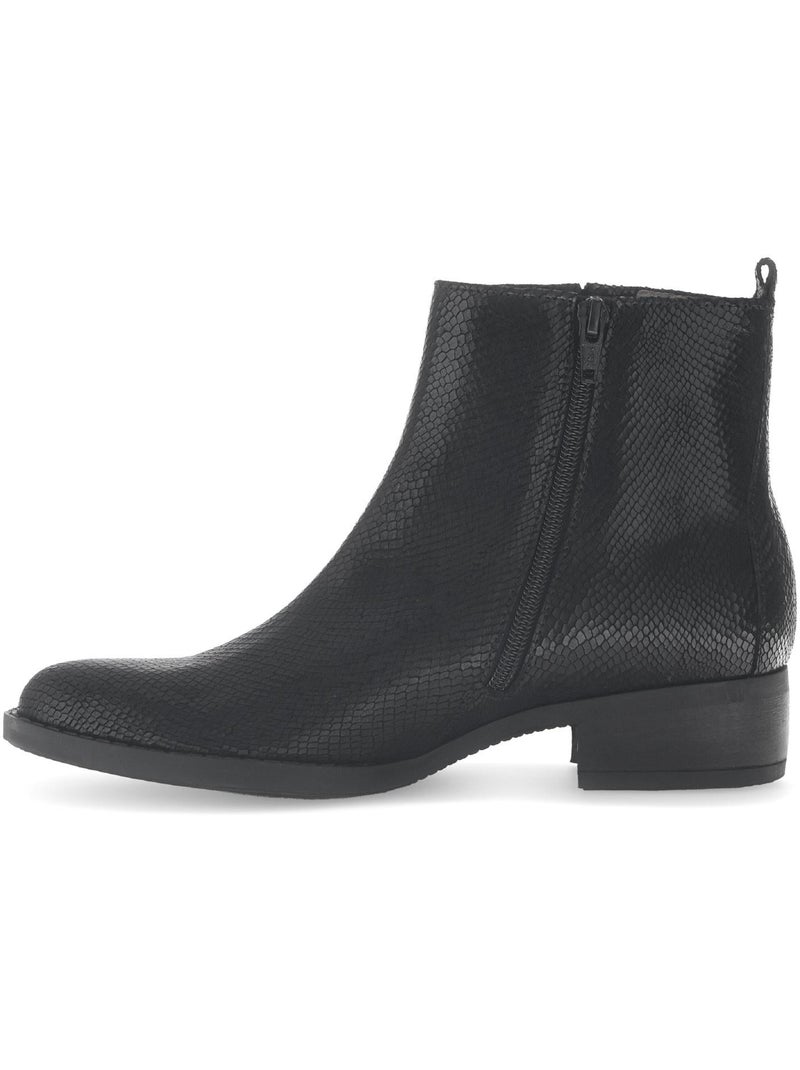 Bottines  en cuir imprimé reptile Noir - Kiabi