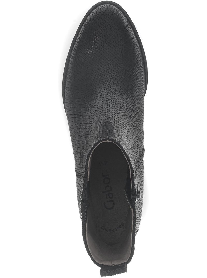 Bottines  en cuir imprimé reptile Noir - Kiabi