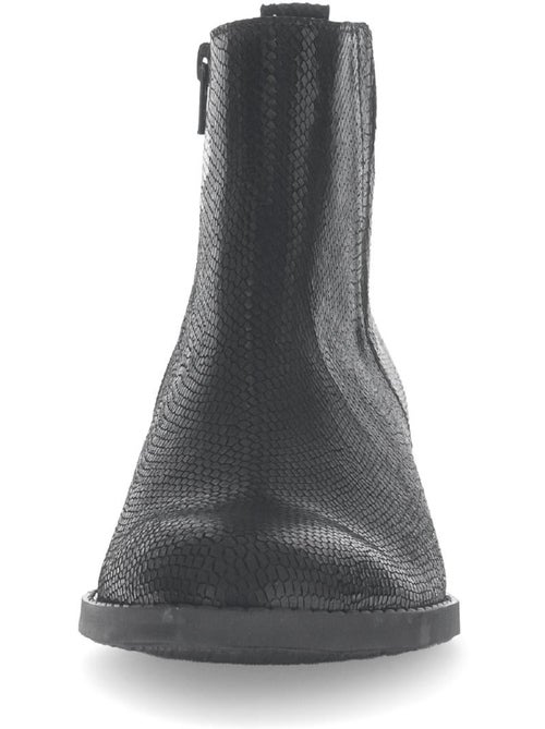 Bottines  en cuir imprimé reptile - Kiabi