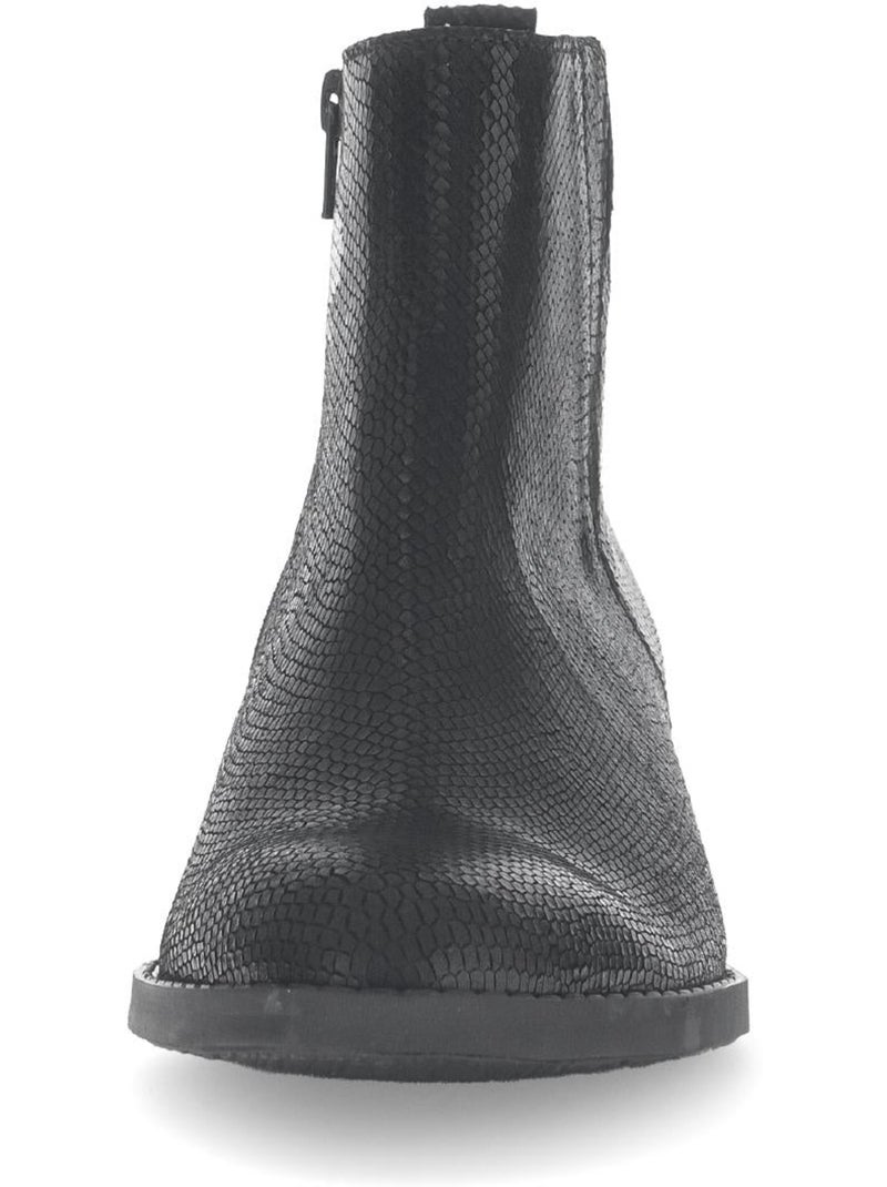 Bottines  en cuir imprimé reptile Noir - Kiabi