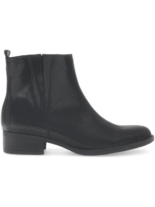 Bottines  en cuir imprimé reptile - Kiabi