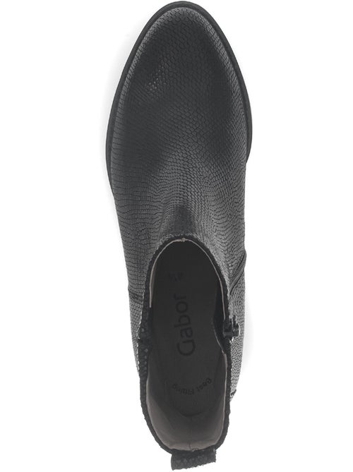 Bottines  en cuir imprimé reptile - Kiabi