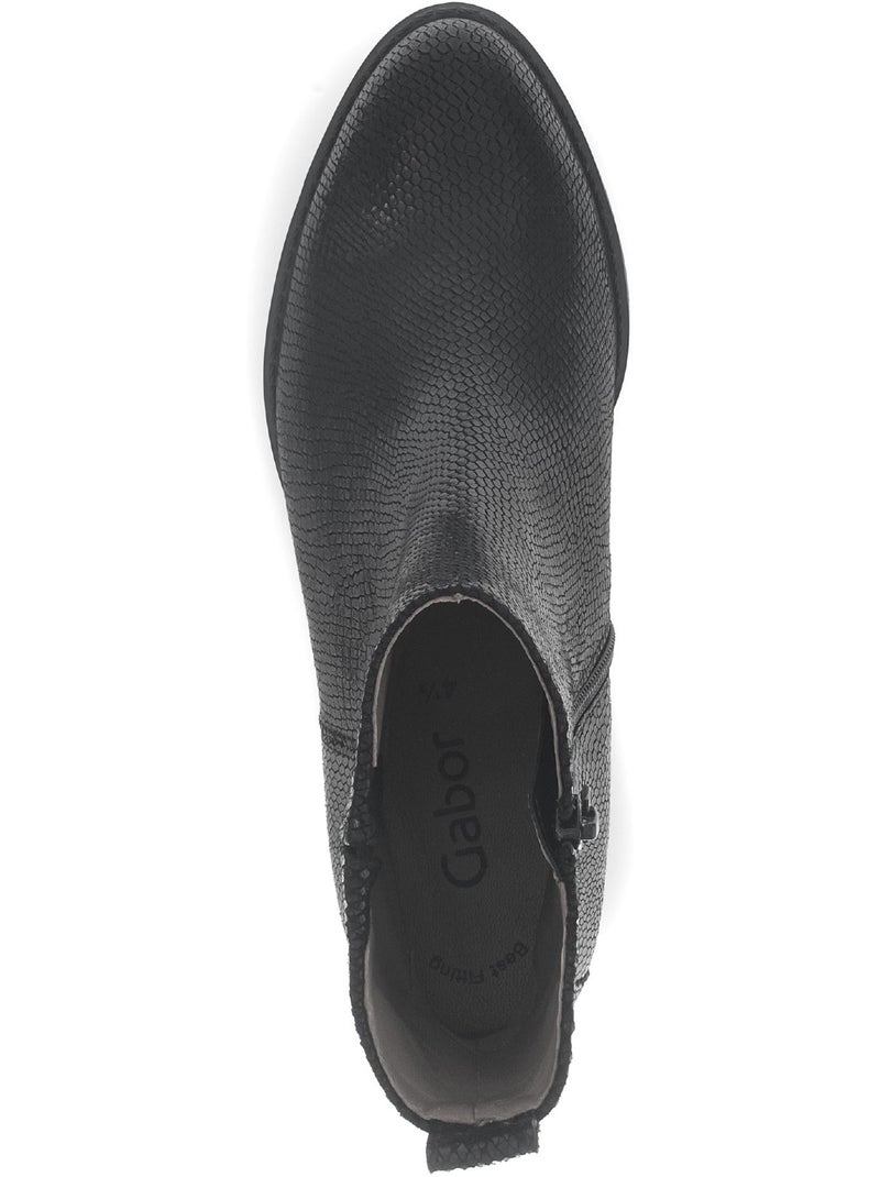 Bottines  en cuir imprimé reptile Noir Noir - Kiabi