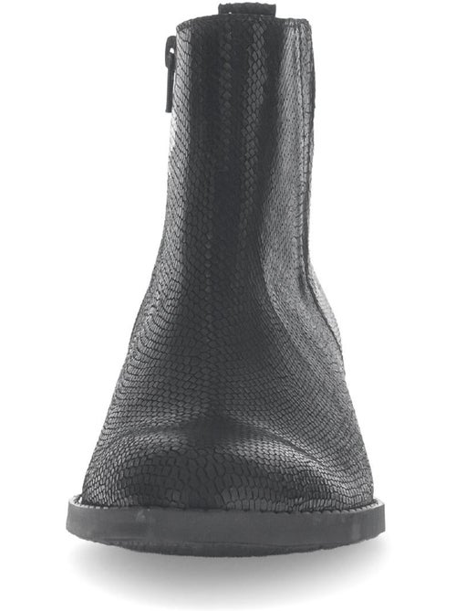 Bottines  en cuir imprimé reptile - Kiabi