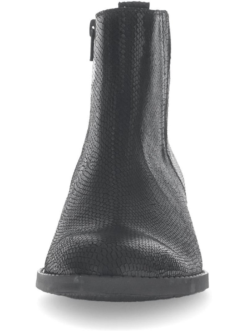 Bottines  en cuir imprimé reptile Noir Noir - Kiabi
