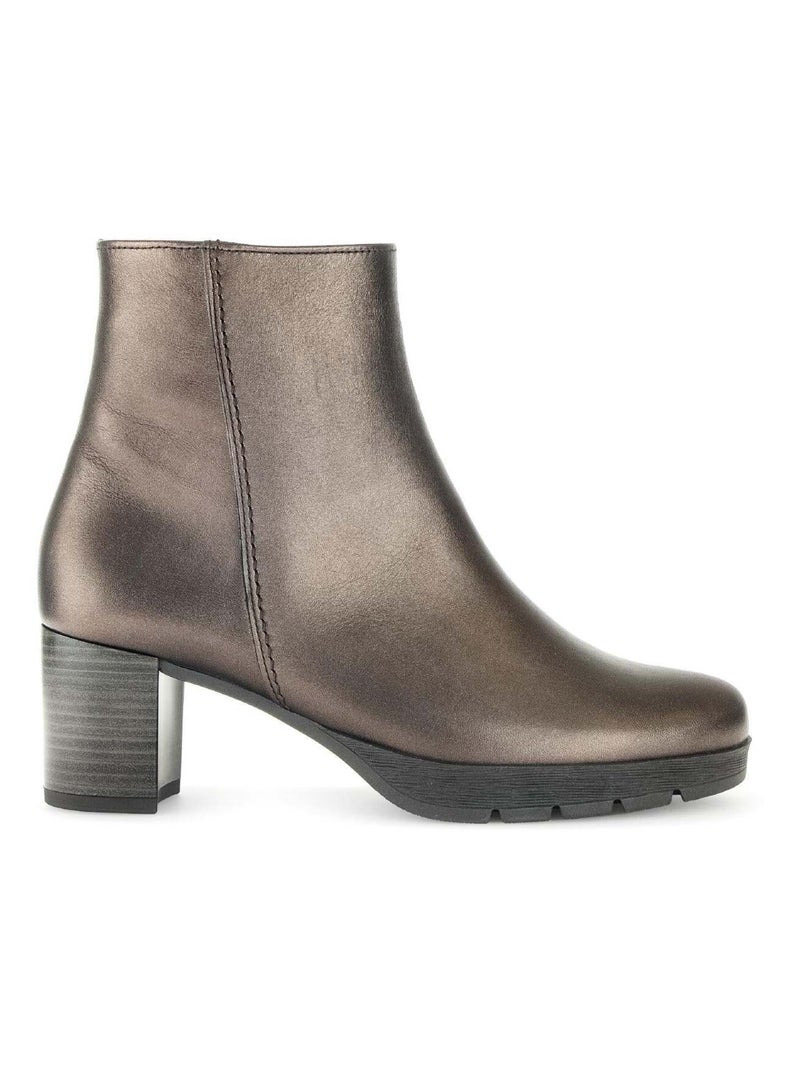 Bottines en cuir lisse Argent - Kiabi