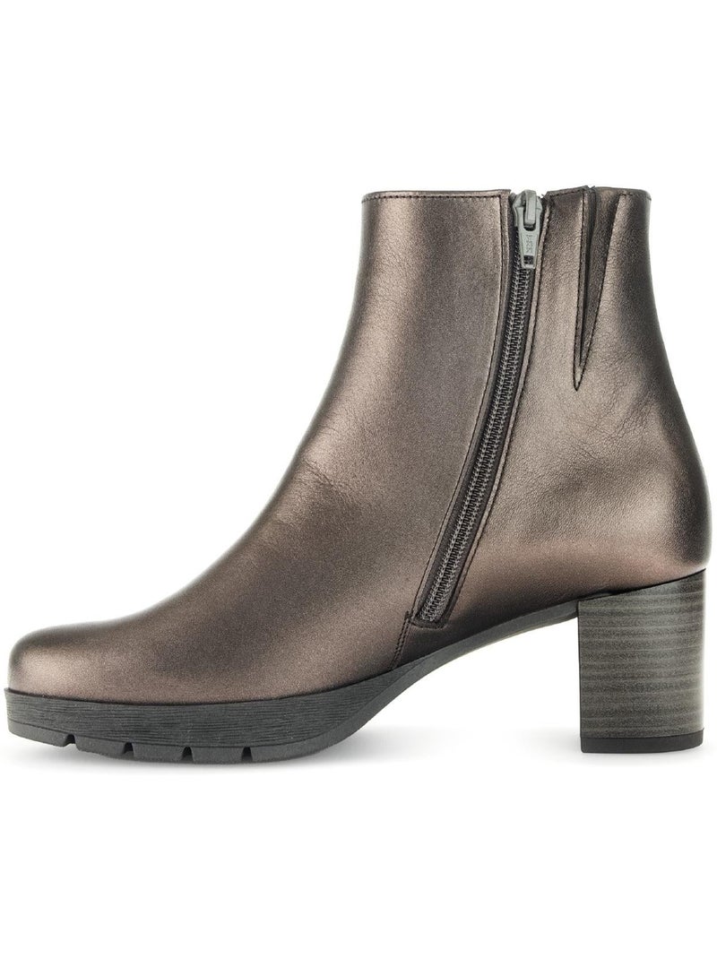 Bottines en cuir lisse Argent - Kiabi