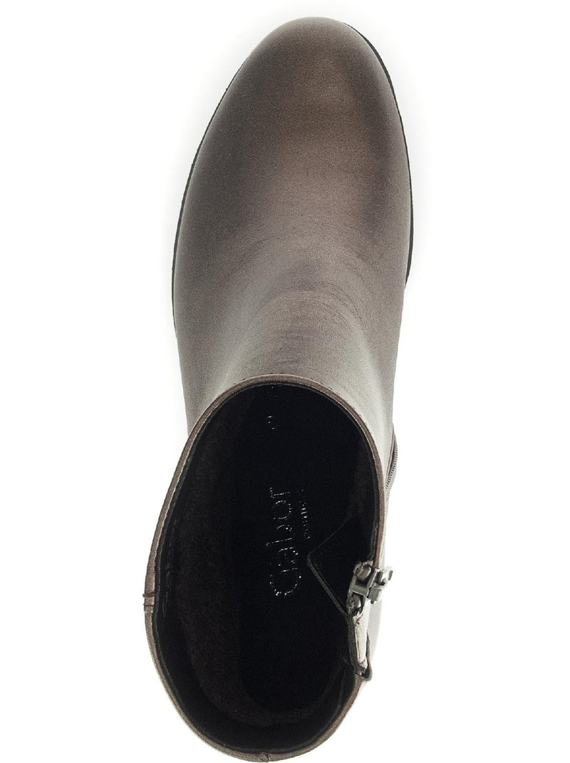 Bottines en cuir lisse Argent - Kiabi